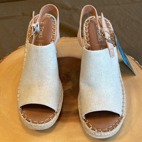 NWT TOMS Monica natural Oxford wedge size size 9, never worn - Picture 7 of 12
